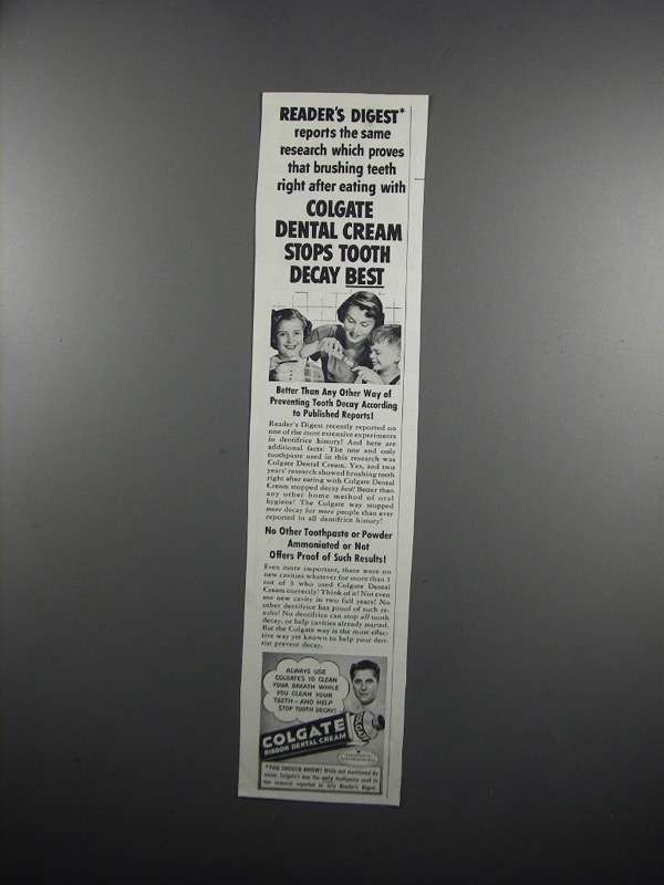 1950 Colgate Ribbon Dental Cream Ad - Same Research - $18.49