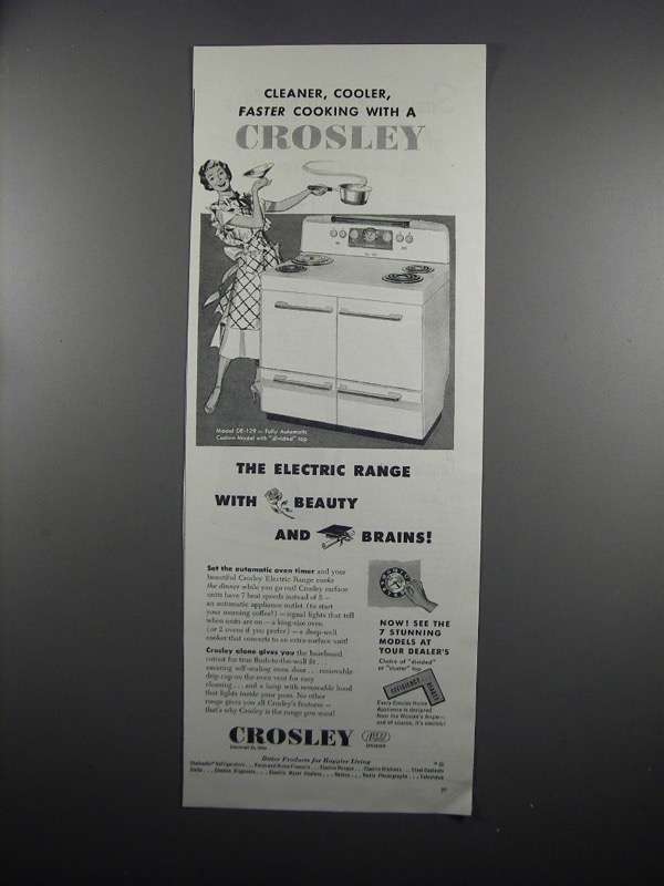 1950 Crosley Model DE-129 Electric Range Ad - $18.49