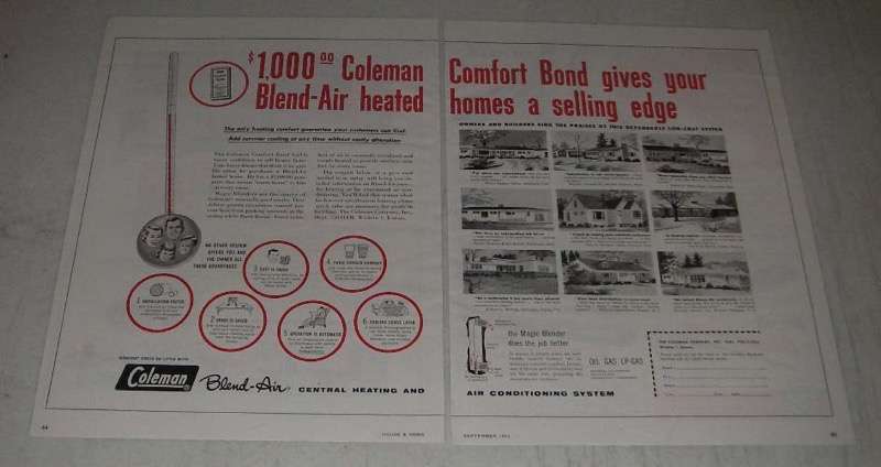 1954 Coleman Blend-Air Central Heating & Air Ad - $18.49