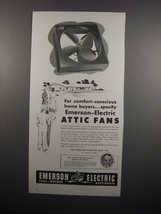 1954 Emerson-Electric Attic Fans Ad - Comfort-Conscious - £14.48 GBP