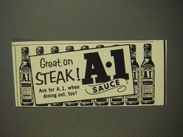 1955 A.1. Sauce Ad - Great on Steak - £14.56 GBP