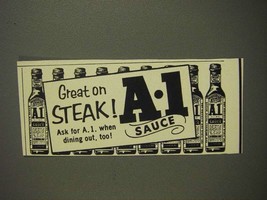 1955 A.1. Sauce Ad - Great on Steak - £14.72 GBP