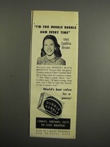 1952 Fleer's Dubble Bubble Gum Ad - Cynthia Brown - $18.49