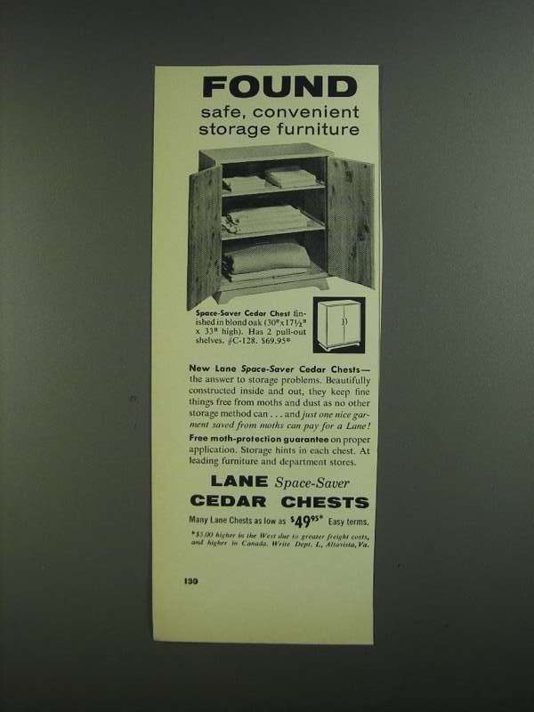 Primary image for 1955 Lane Space-Saver Cedar Chest Ad - Found