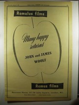 1956 Romulus Films and Remus Films Ad - Happy Returns - £14.45 GBP