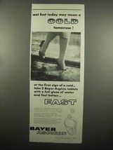 1954 Bayer Aspirin Ad - Wet Feet Today Cold Tomorrow - £14.76 GBP
