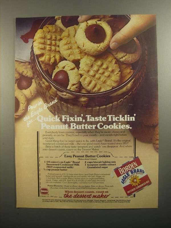 1984 Borden Eagle Condensed Milk Ad - Easy Cookies - $18.49