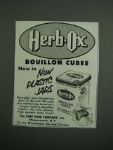 1954 Herb-Ox Bouillon Cubes Ad - New Plastic Jars - £14.74 GBP