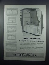 1954 Kohler Baths Ad - Cosmopolitan, Mayflower, Minocqua - $18.49