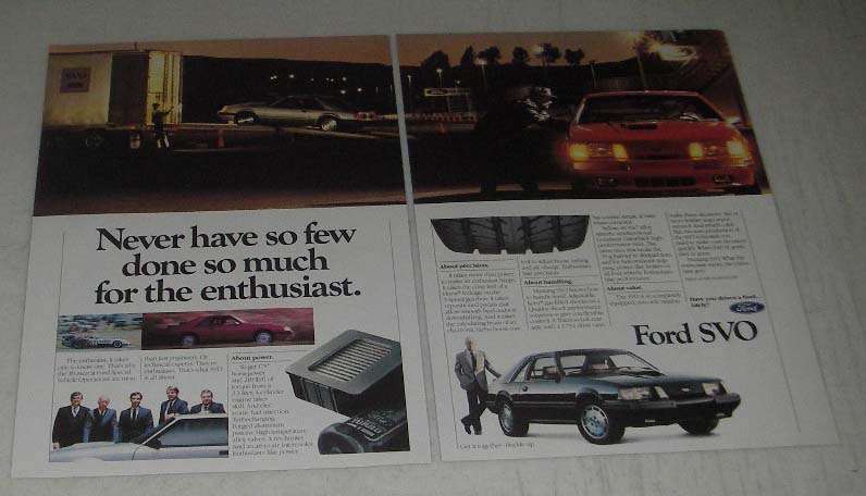 Primary image for 1984 Ford Mustang SVO Ad - So Few Done So Much