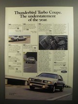 1984 Ford Thunderbird Turbo Coupe Ad - Understatement - $18.49