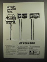 1984 Ford Service Ad - Car Repairs Guaranteed for Life - £14.65 GBP