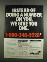 1984 Fox ProLab Ad - Instead of Doing a Number on You - $18.49