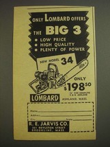 1955 Lombard Model 34 Chain Saw Ad - £14.50 GBP