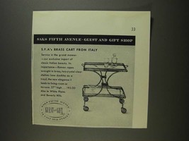 1955 Saks Fifth Avenue Guest &amp; Gift Shop Brass Cart Ad - £14.78 GBP