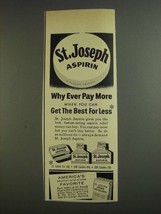1955 St. Joseph Aspirin Ad - Why Pay More - £14.77 GBP