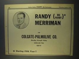 1956 Randy (Big Payoff) Merriman Ad - CBS-TV - £14.65 GBP