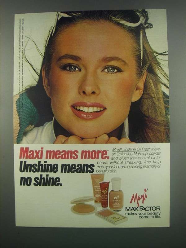 Primary image for 1984 Max Factor Unshine Oil Free Make-up Collection Ad