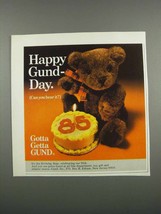 1983 Gund Birthday Bear Ad - Happy Gund-Day - £14.48 GBP