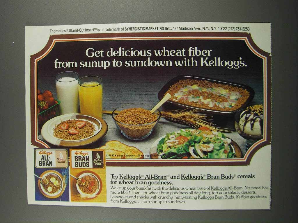 1983 Kellogg's All-Bran and Bran Buds Cereal Ad - Delicious - $18.49