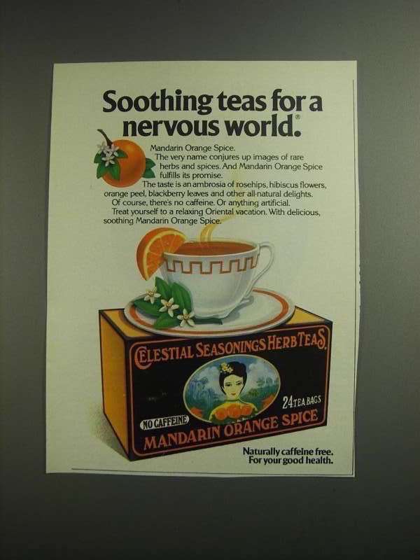 1984 Celestial Seasonings Mandarin Orange Spice Tea Ad - $18.49