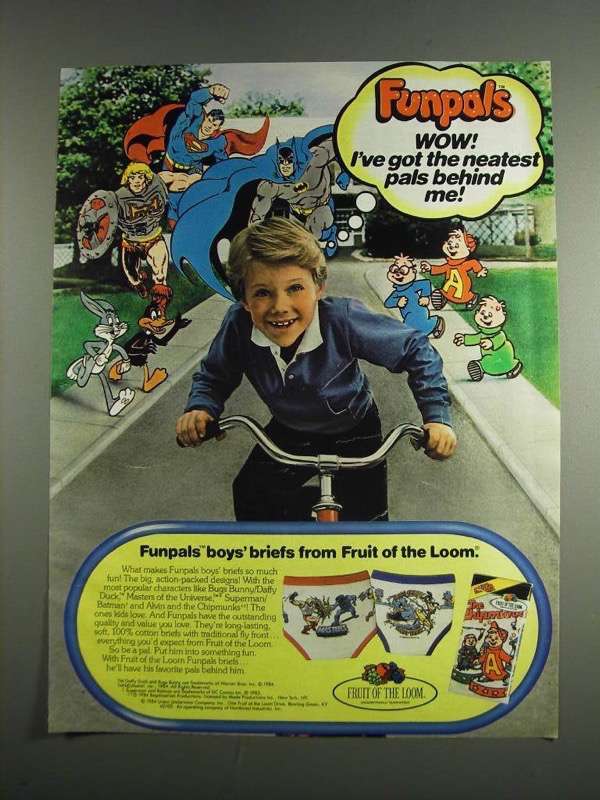 Primary image for 1984 Fruit of the Loom Funpals Underwear Ad - Wow!