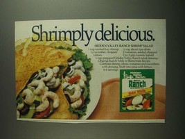1984 Hidden Valley Ranch Dressing Mix Ad - Shrimp Salad - £14.62 GBP