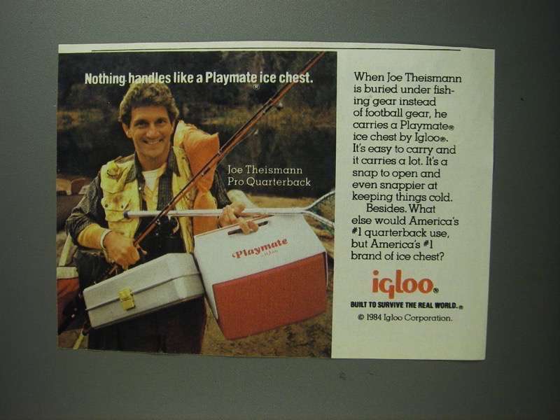 1984 Igloo Playmate Ice Chest Ad - Joe Theismann - £14.53 GBP