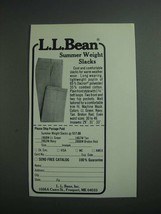 1984 L.L. Bean Summer Weight Slacks Ad - £14.57 GBP