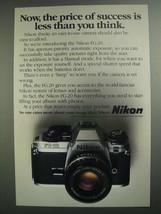 1984 Nikon FG-20 Camera Ad - The Price of Success - £14.78 GBP