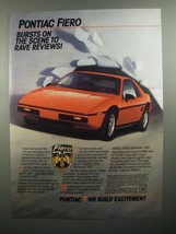 1984 Pontiac Fiero Sport Coupe Ad - Bursts on the Scene - $18.49