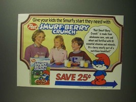 1984 Post Smurf-Berry Crunch Cereal Ad - Smurfy Start - £14.55 GBP
