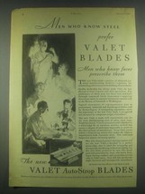1930 Valet Auto-Strop Blades Ad - Men Who Know Steel - $18.49