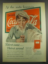 1932 Coca-Cola Soda Ad - Newsboy - At the Soda Fountain - $18.49