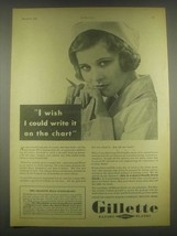 1932 Gillette Razor Blades Ad - I Wish I could Write It - £14.81 GBP