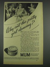 1933 Mum deodorant Ad - Why Isn&#39;t Pretty Girl Dancing - £14.50 GBP