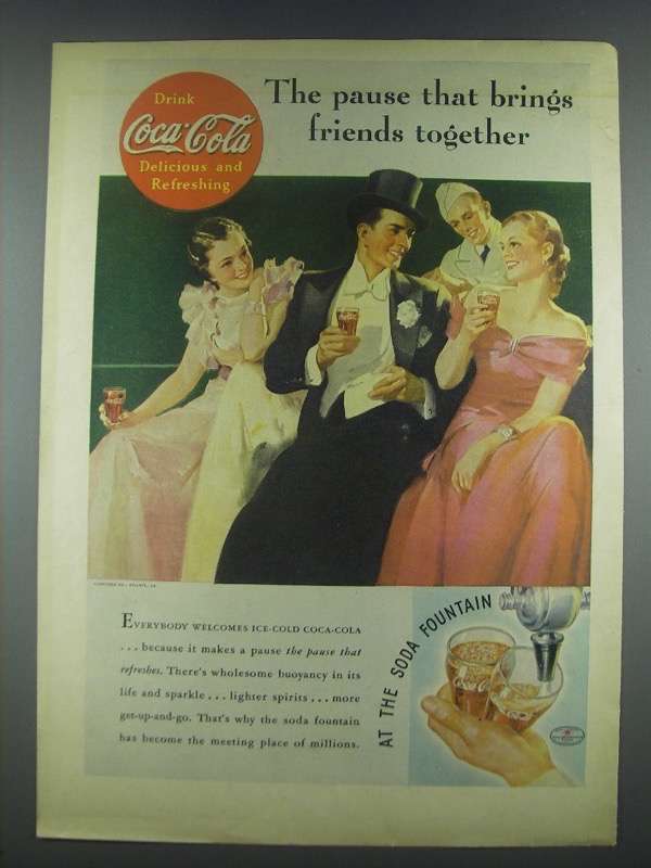 Primary image for 1935 Coca-Cola Soda Ad - Brings Friends Together
