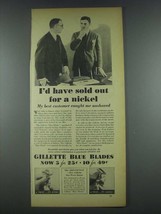 1935 Gillette Blue Blades Ad - Sold Out For a Nickel - £14.78 GBP