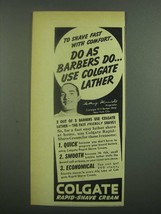 1939 Colgate Rapid-Shave Cream Ad - To Shave Fast - £14.48 GBP