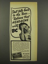 1940 BC Headache &amp; Neuralgia Medicine Ad - Talk Back - £13.82 GBP