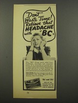 1940 BC Headache &amp; Neuralgia Medicine Ad - Waste Time - £13.82 GBP