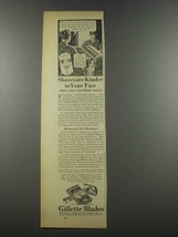 1937 Gillette Blades Ad - Shaves Are Kinder to Face - $18.49