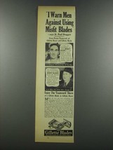 1937 Gillette Blades Ad - I Warn Men Against Misfit - $18.49