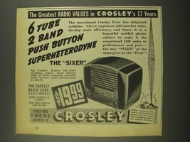 1938 Crosley Sixer Radio Ad - Greatest Values 17 Years - $18.49