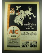 1939 AC Spark Plugs Ad - Many a Bucking Bronco - £14.81 GBP