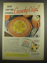 1939 Kellogg&#39;s Rice Krispies Cereal Ad - Crunchy-Crisp - £14.50 GBP