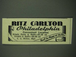1939 Ritz Carlton Philadelphia Hotel Ad - £14.53 GBP