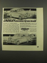 1949 Crosley Deluxe Sedan and Station Wagon Ad - $18.49