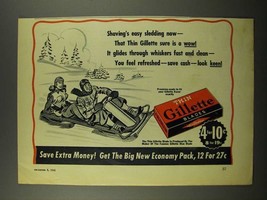 1941 Gillette Thin Blades Ad - Easy Sledding Now - $18.49