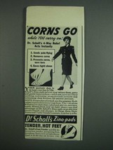 1943 Dr. Scholl&#39;s Zino-Pads Ad - Corns go while you carry on - £14.54 GBP